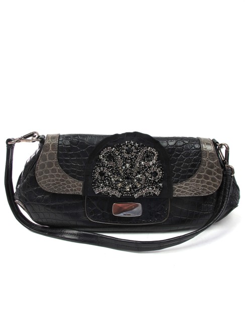 Prada Skipper Handbag Black Crocodile Skin Leather Shoulder Bag