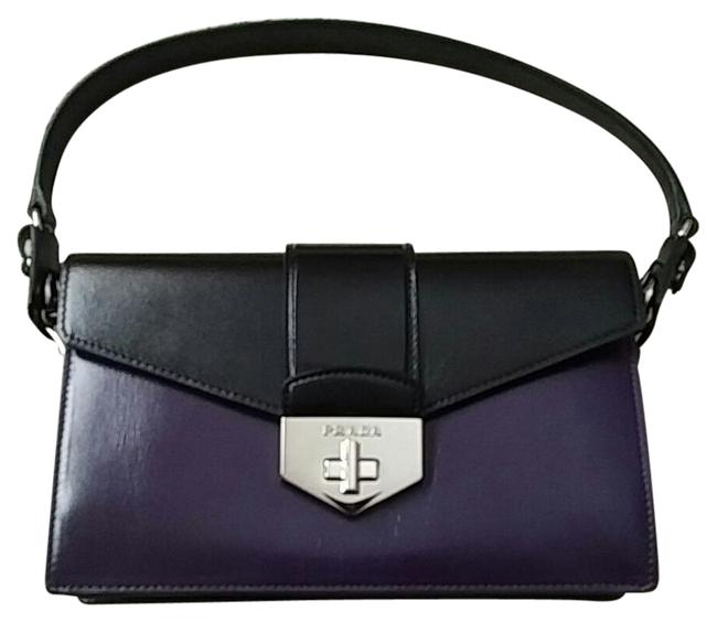 Prada Sleek Black and Purple Leather Shoulder Bag