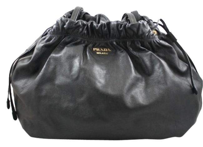 Prada Slouchy Black Leather Shoulder Bag