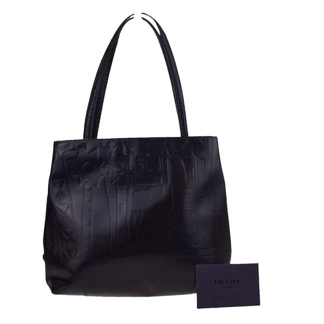 Prada Small Black Embossed Leather Shoulder Bag