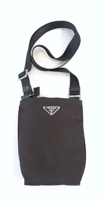 Prada Small Dark BrownBlack Nylon Shoulder Bag