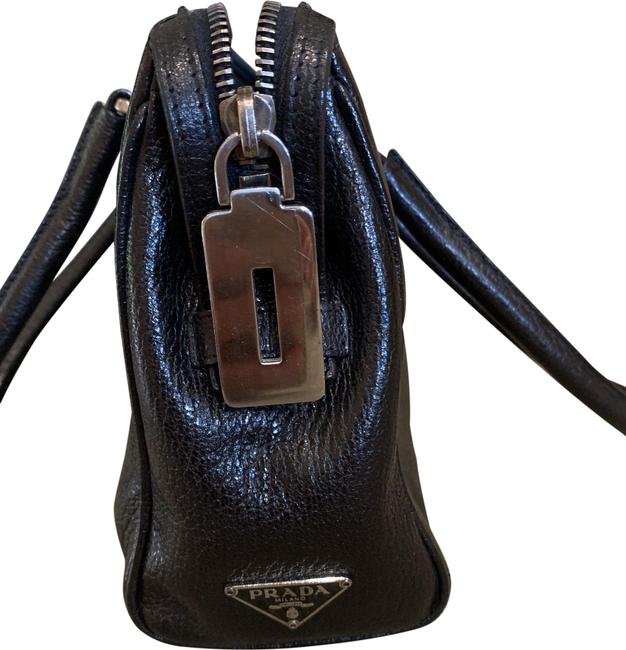 Prada Small Evening Tote Black Goat Skin Leather Shoulder Bag