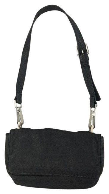 Prada Small Flap Black Canvas Shoulder Bag