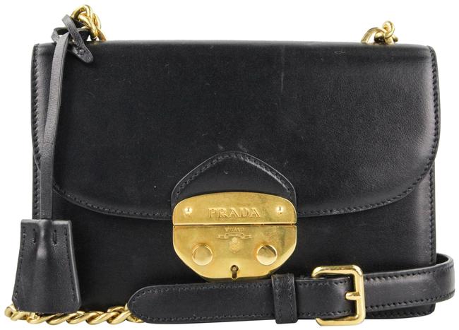 Prada Pattina Small Chain Black Leather Shoulder Bag
