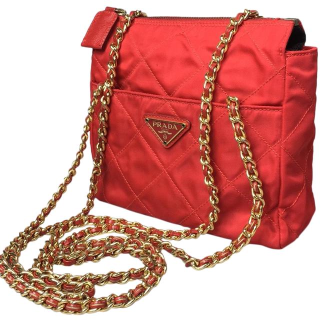 Prada Small Red Nylon Shoulder Bag