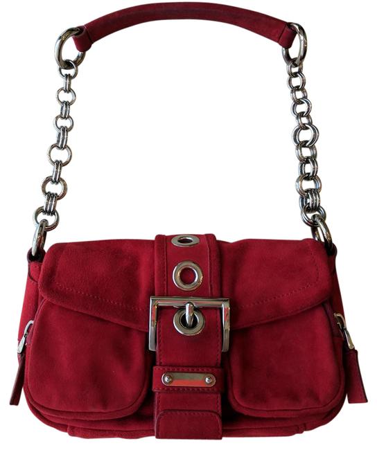Prada Clutch Small ShoulderClutch Red Suede Leather Shoulder Bag