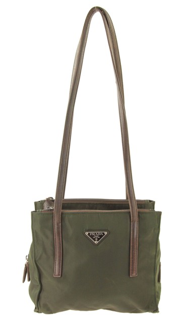 Prada Small Tessuto Olive Green Canvas Shoulder Bag