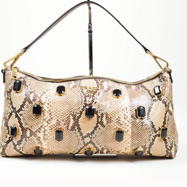 Prada Snakeskin Jeweled Shoulder Bag