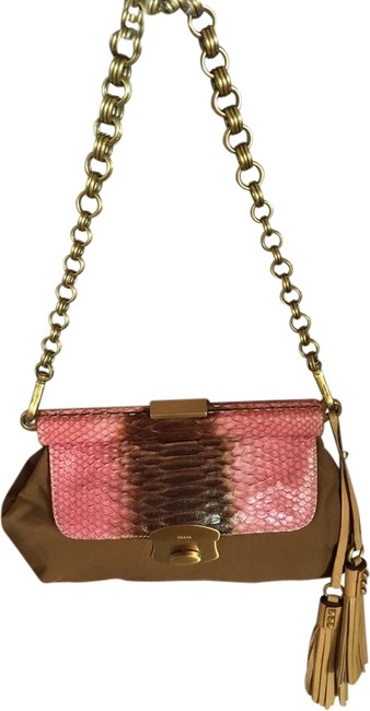 Prada Snakeskin Snake and Nylon Shoulder Bag