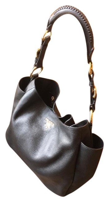 Prada Soft Calf Black Vitello Leather Shoulder Bag