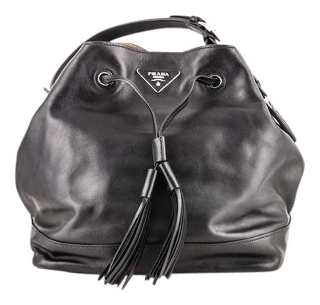 Prada Bucket Soft Calf Black Calfskin Leather Shoulder Bag