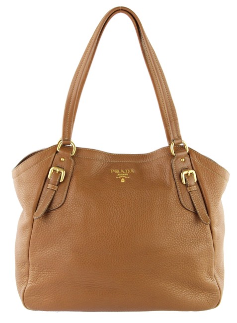 Prada Soft Calf Camel Calfskin Leather Shoulder Bag