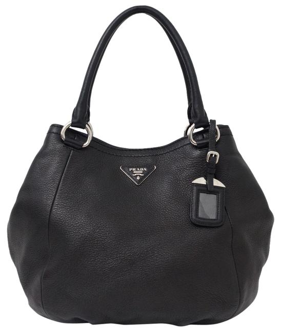 Prada Tote Soft Deerskin Black Leather Shoulder Bag