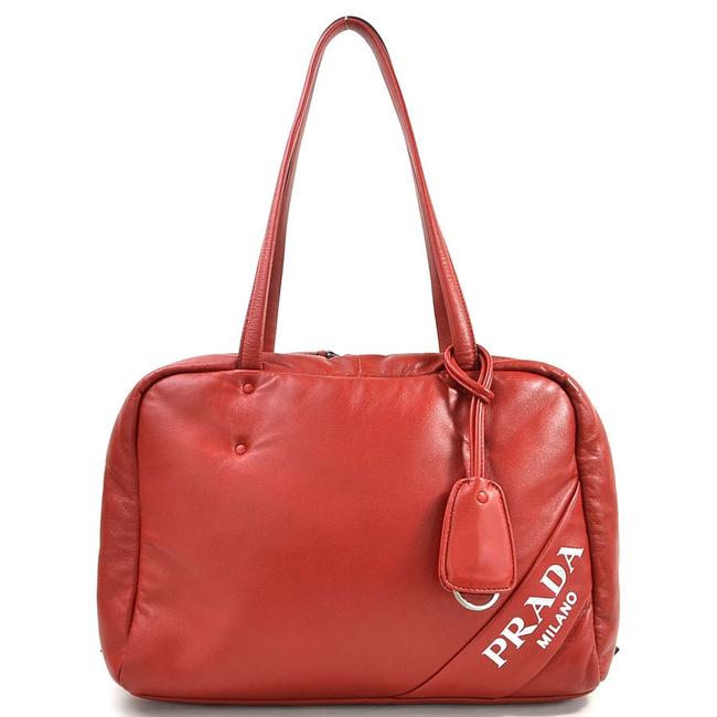 Prada Soft Ladies 1bb052 Red Color Nappa Leather  Nappa Leather Shoulder Bag