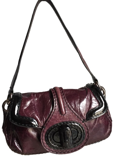 Prada Soft PurpleBlack Leather Shoulder Bag