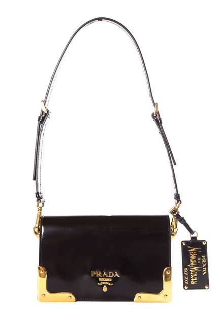 Prada Spazzolato Limited Edition Black Leather Shoulder Bag