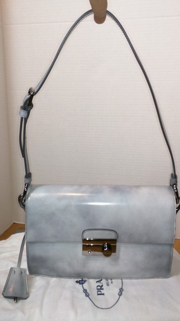 Prada Pattina Spazzolato Sound Sottospalla Gray Leather Shoulder Bag