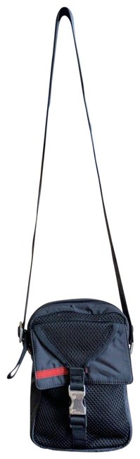 Prada Sports Mesh Black Red Nylon Shoulder Bag