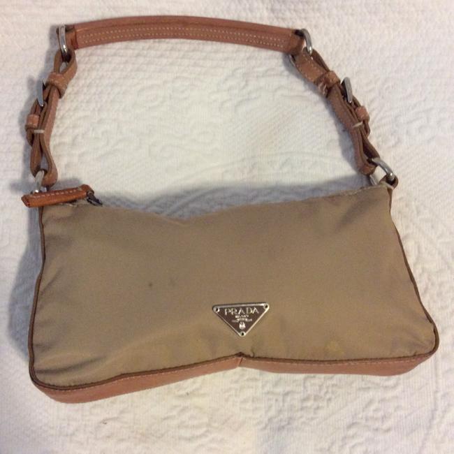 Prada Strap Brown Nylon Leather Shoulder Bag