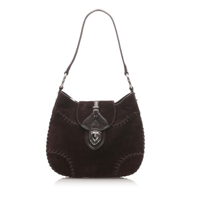Prada Suede Brown Leather Shoulder Bag
