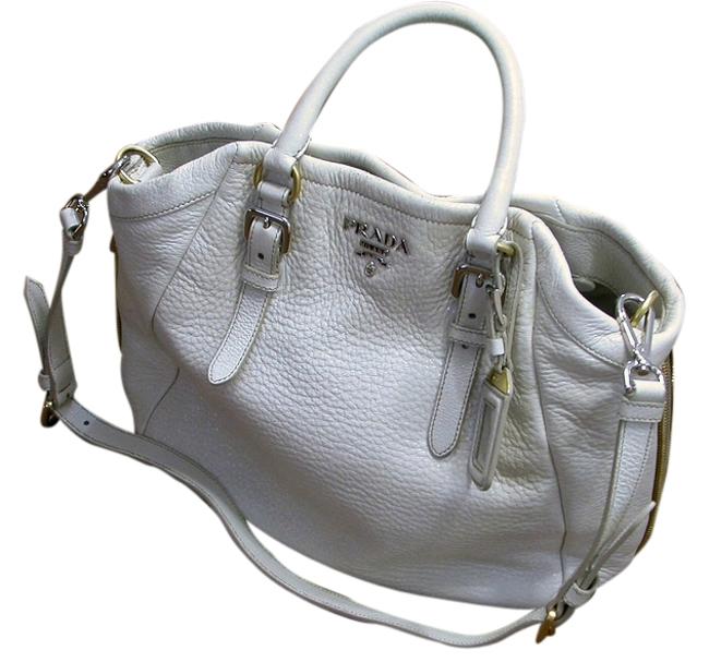 Prada Talco Cervo Lux Leather Shoulder Bag