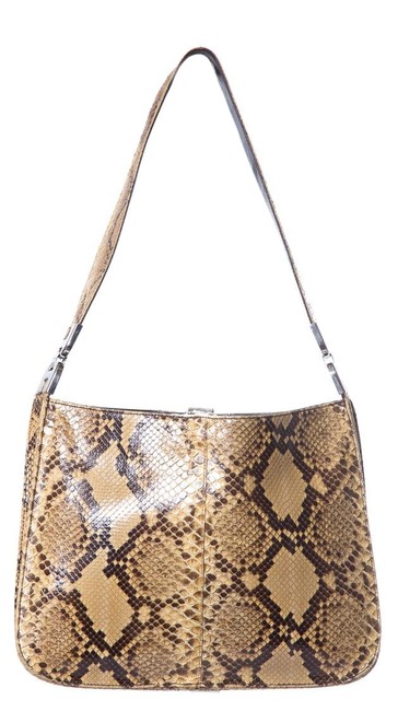 Prada Tan Beige Python Skin Leather Shoulder Bag