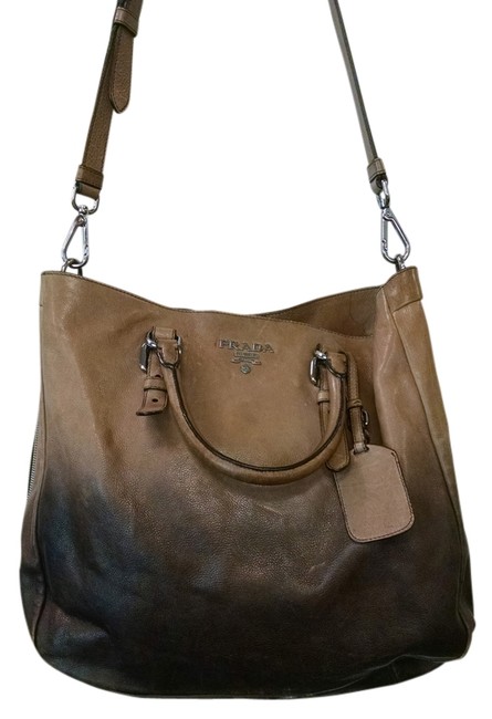 Prada Tan Ombre Leather Shoulder Bag