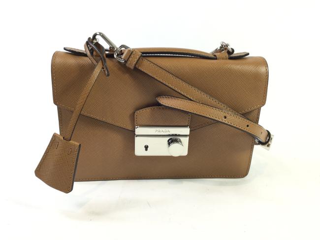 Prada Tan Saffiano Leather Shoulder Bag