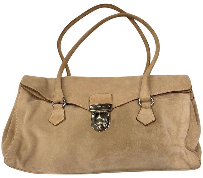 Prada Tan Suede Leather Shoulder Bag
