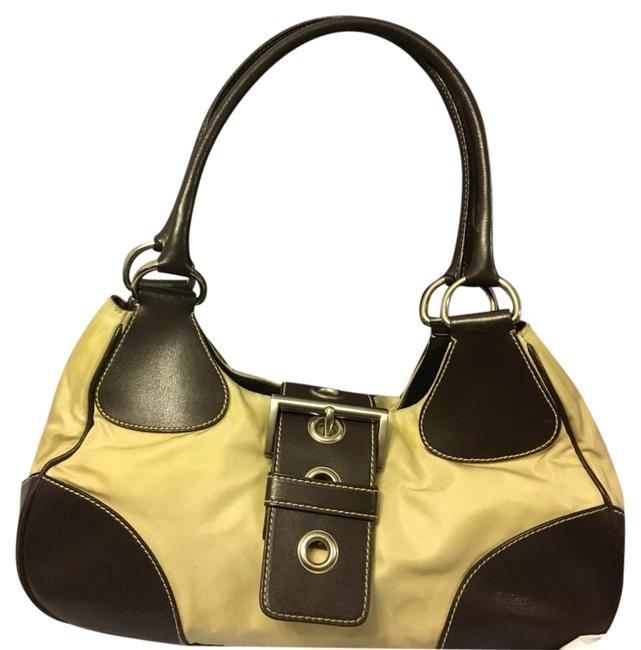 Prada TanBrown Nylon  Leather Shoulder Bag