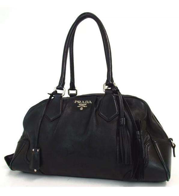 Prada Tassel Black Leather Shoulder Bag