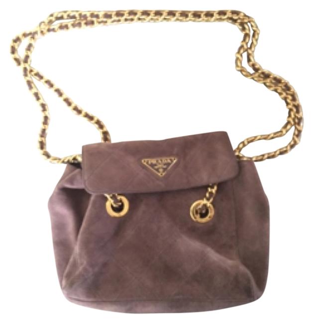 Prada Taupe Suede Shoulder Bag