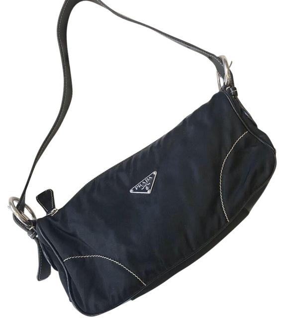 Prada Tessuto Bean Black Nylon Shoulder Bag