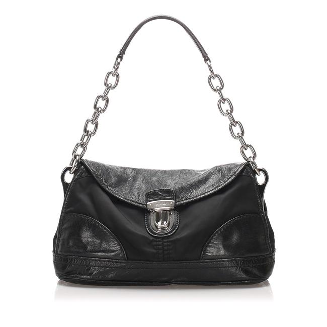 Prada Tessuto Black Leather Shoulder Bag