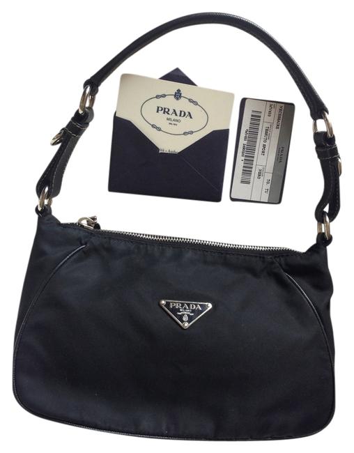 Prada Tessuto Black Nylon Garbadin with Calfskin Leather Shoulder Bag