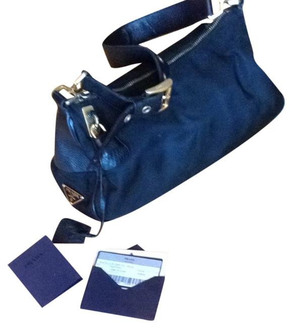 Prada Tessuto Black Nylon Leather Shoulder Bag