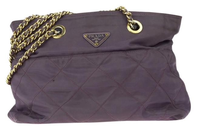 Prada Tote Tessuto Catena Quilted Purple Nylon Shoulder Bag