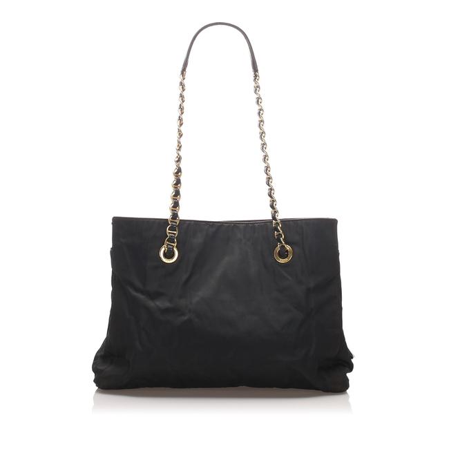 Prada Tessuto Chain Black Leather Shoulder Bag