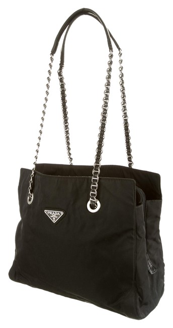 Prada Tessuto Chain Tote Black Shoulder Bag