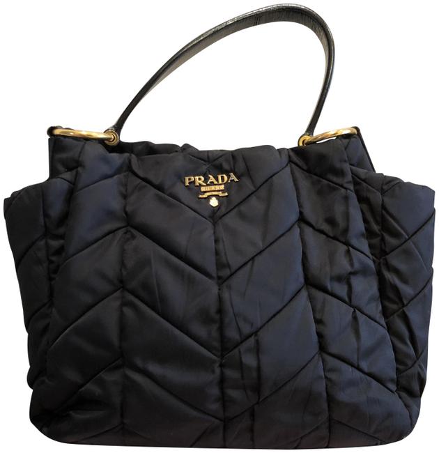 Prada Tessuto Chevron Black Nylon Shoulder Bag