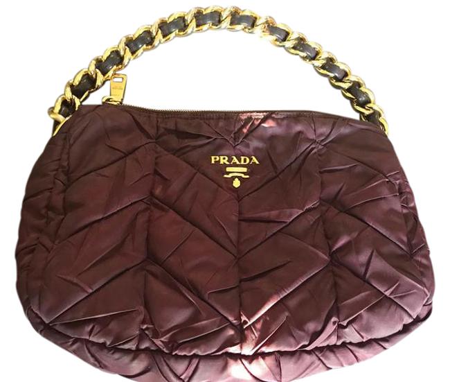 Prada Tessuto Chevron Catena Plum Nylon Shoulder Bag