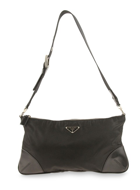 Prada Tessuto East west Black Canvas Shoulder Bag