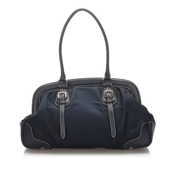 Prada Tessuto Frame Handbag Blue Leather Shoulder Bag