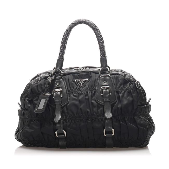 Prada Tessuto Gaufre Handbag Black Leather Shoulder Bag