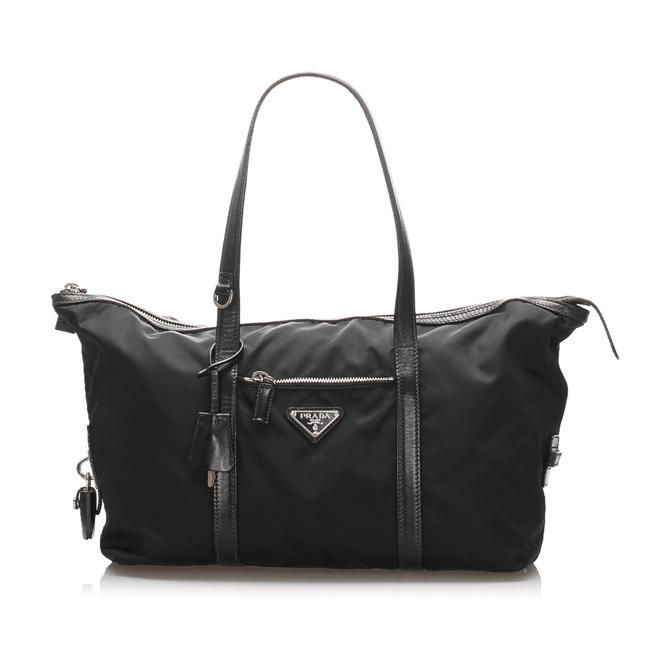 Prada Tessuto Handbag Black Leather Shoulder Bag