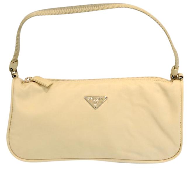 Prada Tessuto Handle Cream Nylon Shoulder Bag