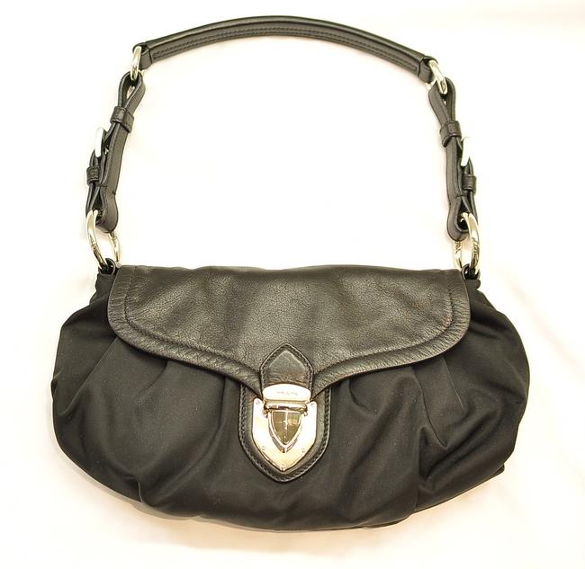 Prada Tessuto  Leather Black Nylon Shoulder Bag
