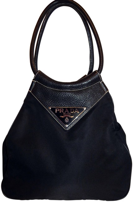 Prada Tessuto Leather Italy Black Nylon Shoulder Bag