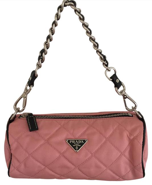 Prada Tessuto Quilted Barrel Pink Nylon Shoulder Bag