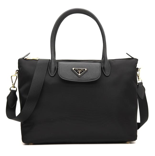 Prada Tessuto Saffiano Black Nylon Shoulder Bag